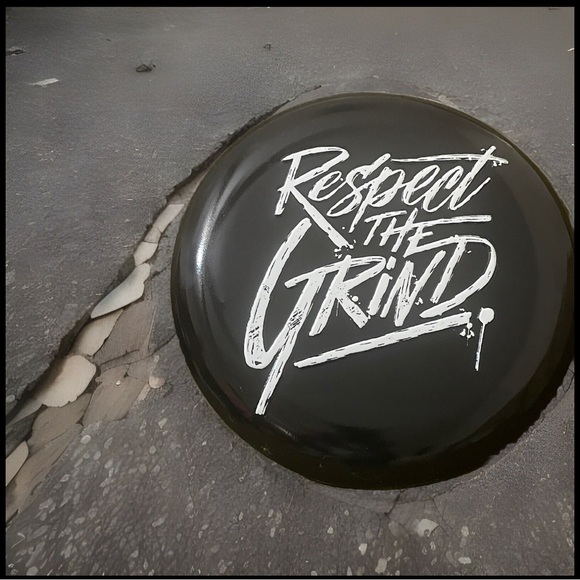 RESPECT THE GRIND 12” Embossed Button Metal Gym Sign NEW - Picture 1 of 6
